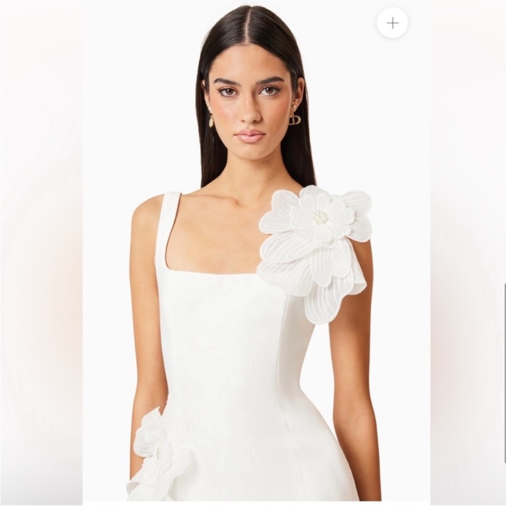 elliatt janelle white 3d oversized floral flower long sash mini dress size XL - Picture 3 of 10